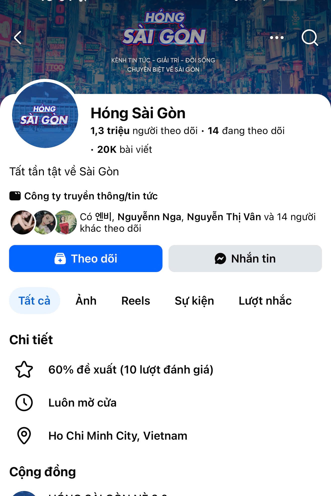 Fanpage Hóng Sài Gòn